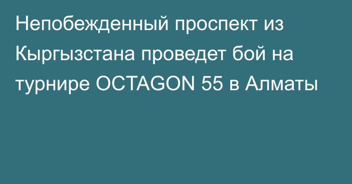 Непобежденный проспект из Кыргызстана проведет бой на турнире OCTAGON 55 в Алматы