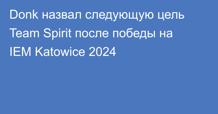 Donk назвал следующую цель Team Spirit после победы на IEM Katowice 2024
