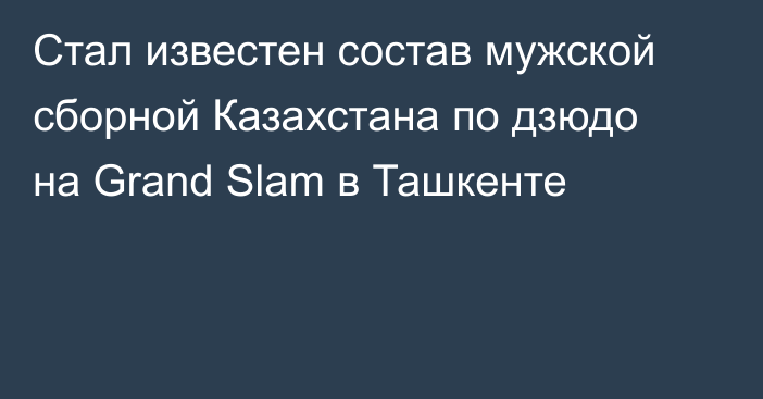 Стал известен состав мужской сборной Казахстана по дзюдо на Grand Slam в Ташкенте