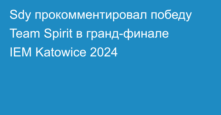 Sdy прокомментировал победу Team Spirit в гранд-финале IEM Katowice 2024