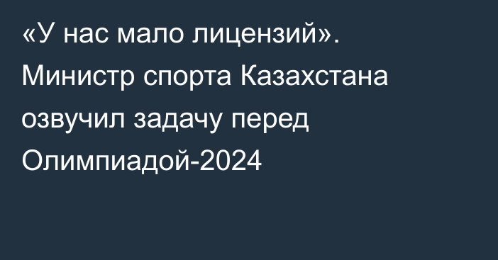 «У нас мало лицензий». Министр спорта Казахстана озвучил задачу перед Олимпиадой-2024