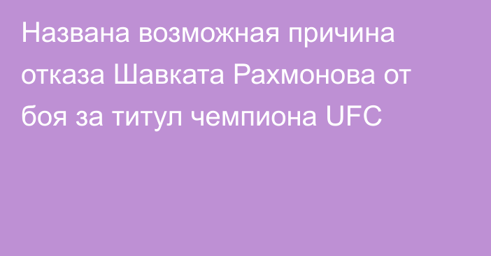 Названа возможная причина отказа Шавката Рахмонова от боя за титул чемпиона UFC