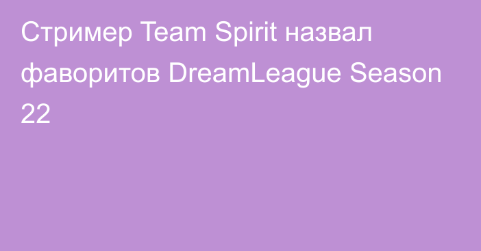 Стример Team Spirit назвал фаворитов DreamLeague Season 22