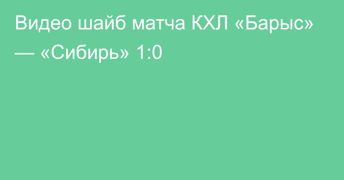 Видео шайб матча КХЛ «Барыс» — «Сибирь» 1:0