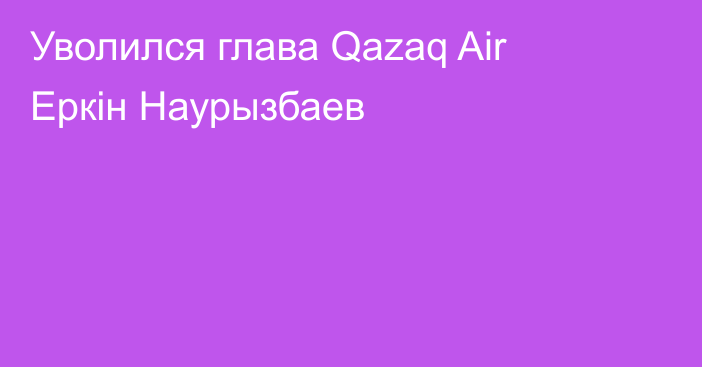 Уволился глава Qazaq Air Еркін Наурызбаев