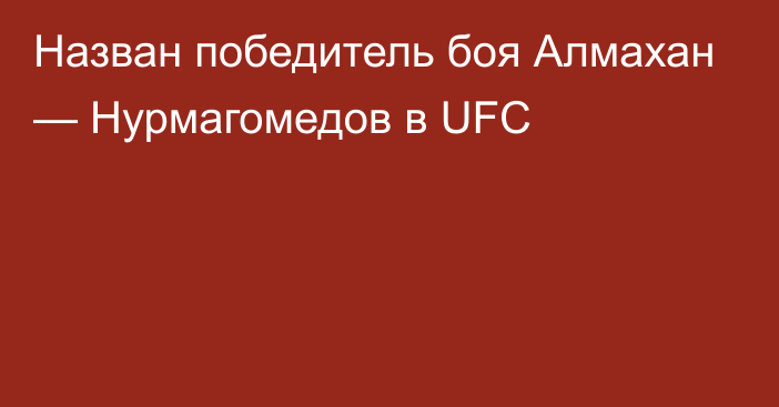 Назван победитель боя Алмахан — Нурмагомедов в UFC