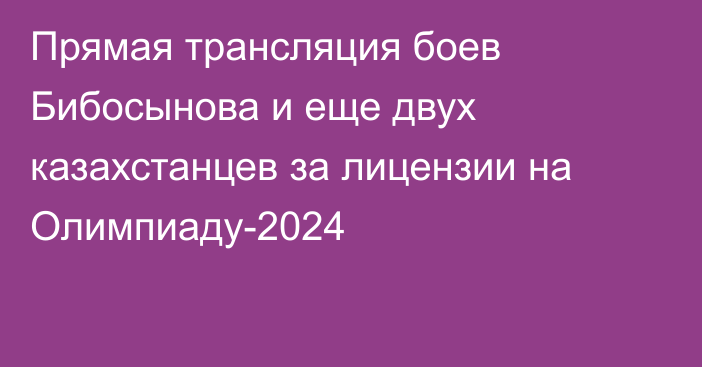 Прямая трансляция боев Бибосынова и еще двух казахстанцев за лицензии на Олимпиаду-2024