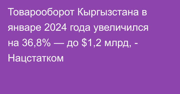 Товарооборот Кыргызстана в январе 2024 года увеличился на 36,8% — до $1,2 млрд, - Нацстатком