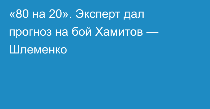 «80 на 20». Эксперт дал прогноз на бой Хамитов — Шлеменко