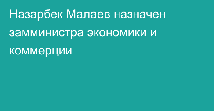 Назарбек Малаев назначен замминистра экономики и коммерции