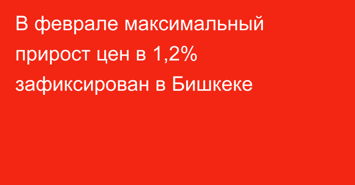 В феврале максимальный прирост цен в 1,2% зафиксирован в Бишкеке