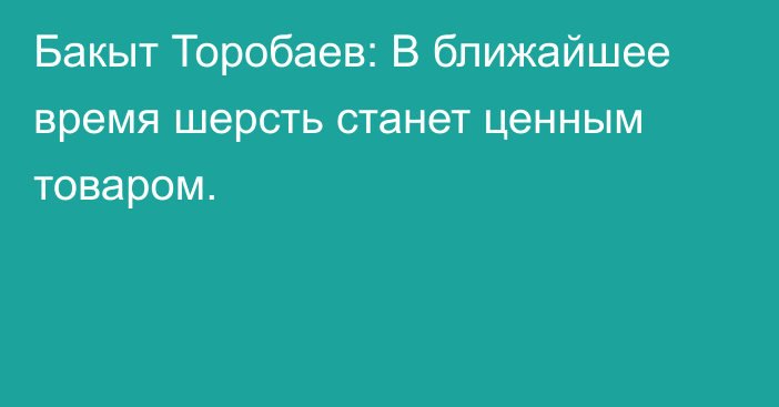 Бакыт Торобаев: В ближайшее время шерсть станет ценным товаром.