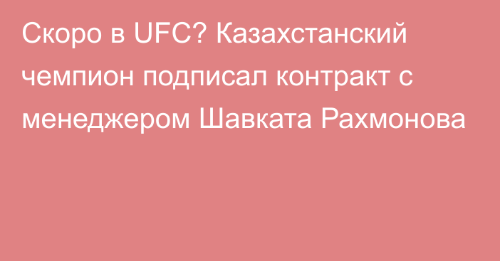 Скоро в UFC? Казахстанский чемпион подписал контракт с менеджером Шавката Рахмонова