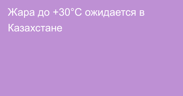 Жара до +30°С ожидается в Казахстане