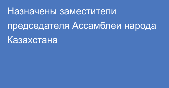 Назначены  заместители председателя Ассамблеи народа Казахстана