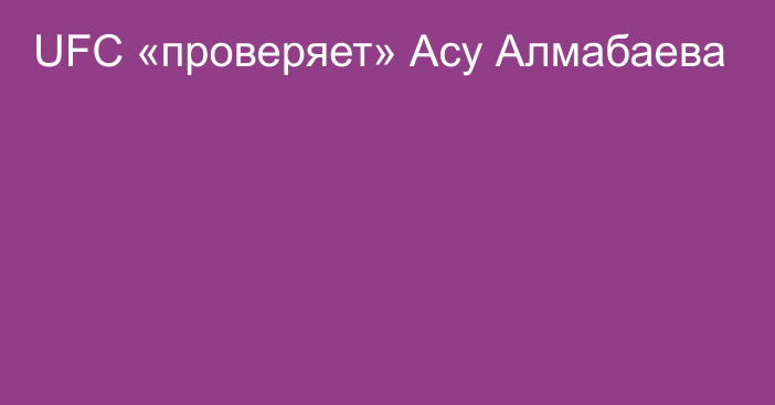 UFC «проверяет» Асу Алмабаева