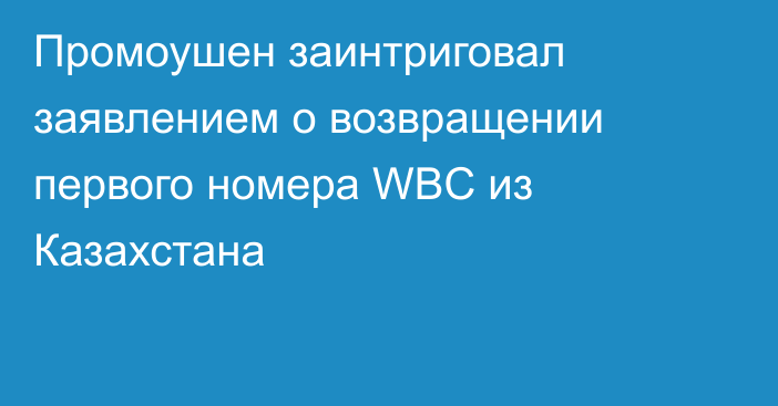 Промоушен заинтриговал заявлением о возвращении первого номера WBC из Казахстана
