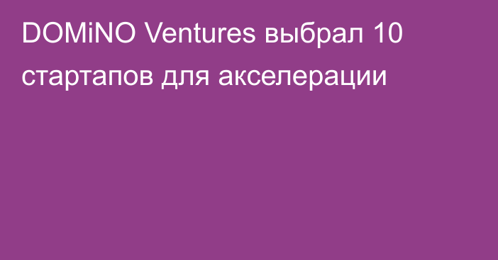DOMiNO Ventures выбрал 10 стартапов для акселерации