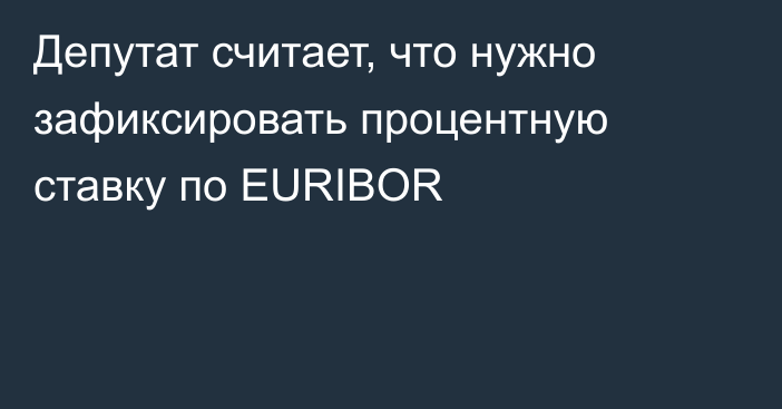 Депутат считает, что нужно зафиксировать процентную ставку по EURIBOR