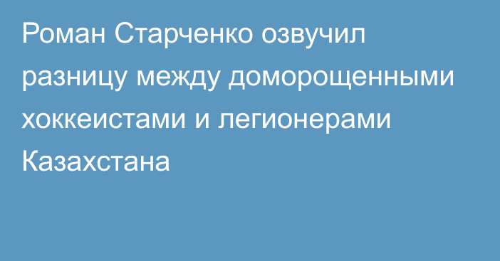 Роман Старченко озвучил разницу между доморощенными хоккеистами и легионерами Казахстана