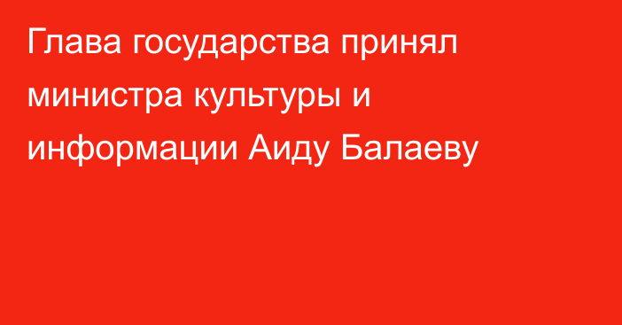Глава государства принял министра культуры и информации Аиду Балаеву