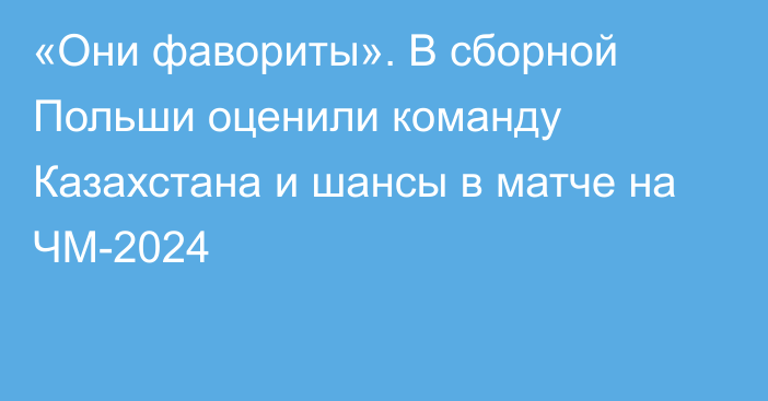 «Они фавориты». В сборной Польши оценили команду Казахстана и шансы в матче на ЧМ-2024