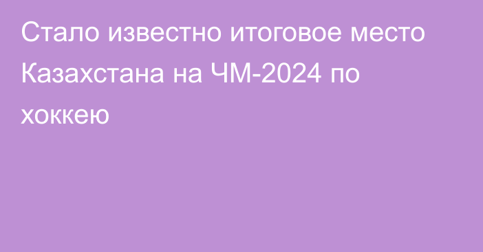 Стало известно итоговое место Казахстана на ЧМ-2024 по хоккею