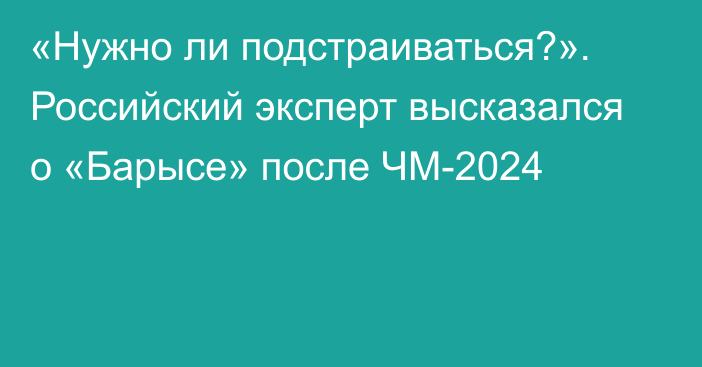 «Нужно ли подстраиваться?». Российский эксперт высказался о «Барысе» после ЧМ-2024