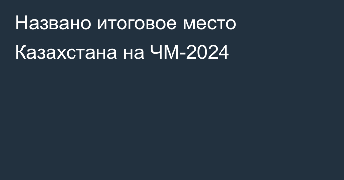 Названо итоговое место Казахстана на ЧМ-2024