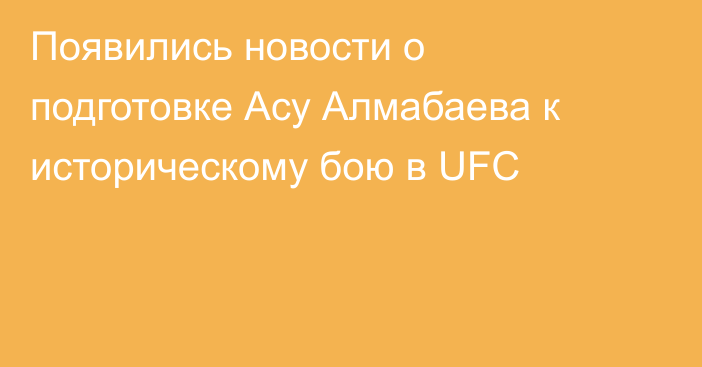 Появились новости о подготовке Асу Алмабаева к историческому бою в UFC