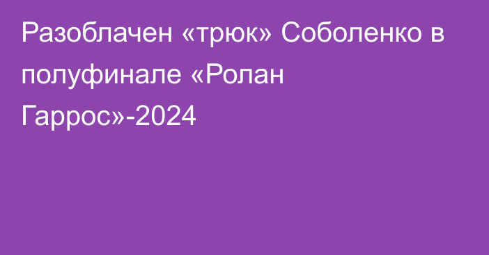 Разоблачен «трюк» Соболенко в полуфинале «Ролан Гаррос»-2024