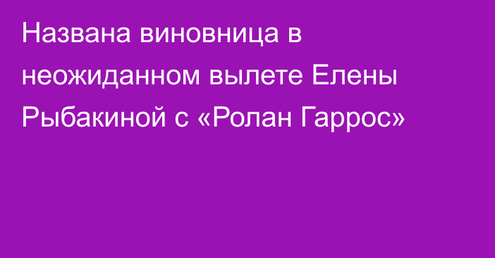 Названа виновница в неожиданном вылете Елены Рыбакиной с «Ролан Гаррос»