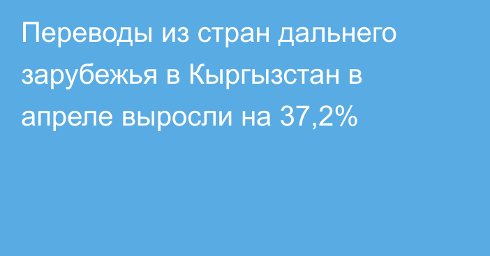 Переводы из стран дальнего зарубежья в Кыргызстан в апреле выросли на 37,2%