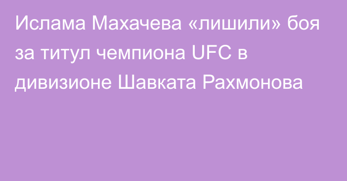 Ислама Махачева «лишили» боя за титул чемпиона UFC в дивизионе Шавката Рахмонова