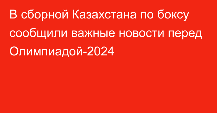 В сборной Казахстана по боксу сообщили важные новости перед Олимпиадой-2024