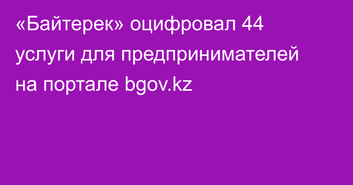 «Байтерек» оцифровал 44 услуги для предпринимателей на портале bgov.kz