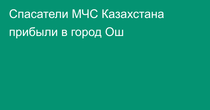 Спасатели МЧС Казахстана прибыли в город Ош