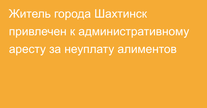 Житель города Шахтинск привлечен к административному аресту за неуплату алиментов