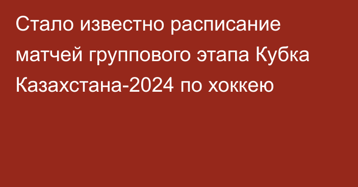 Стало известно расписание матчей группового этапа Кубка Казахстана-2024 по хоккею