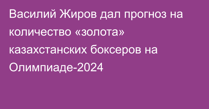Василий Жиров дал прогноз на количество «золота» казахстанских боксеров на Олимпиаде-2024