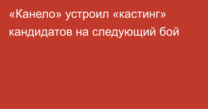 «Канело» устроил «кастинг» кандидатов на следующий бой