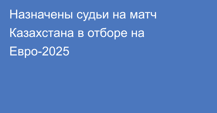 Назначены судьи на матч Казахстана в отборе на Евро-2025