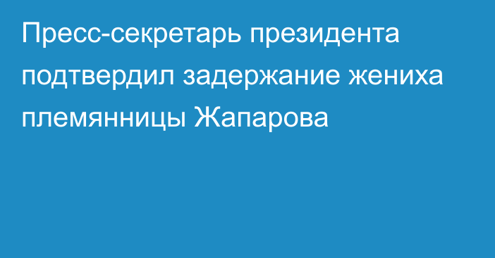 Пресс-секретарь президента подтвердил задержание жениха племянницы Жапарова