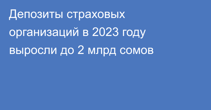 Депозиты страховых организаций в 2023 году выросли до 2 млрд сомов