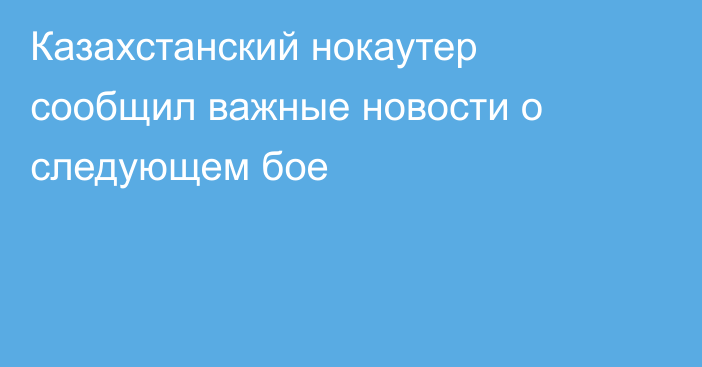 Казахстанский нокаутер сообщил важные новости о следующем бое