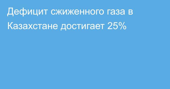 Дефицит сжиженного газа в Казахстане достигает 25%