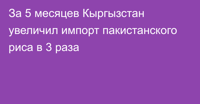 За 5 месяцев Кыргызстан увеличил импорт пакистанского риса в 3 раза 