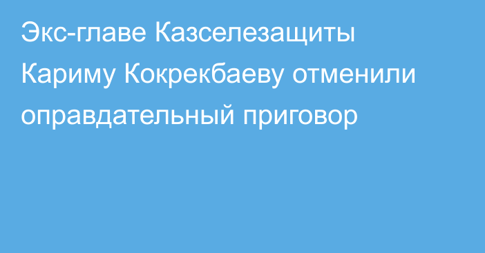 Экс-главе Казселезащиты Кариму Кокрекбаеву отменили оправдательный приговор