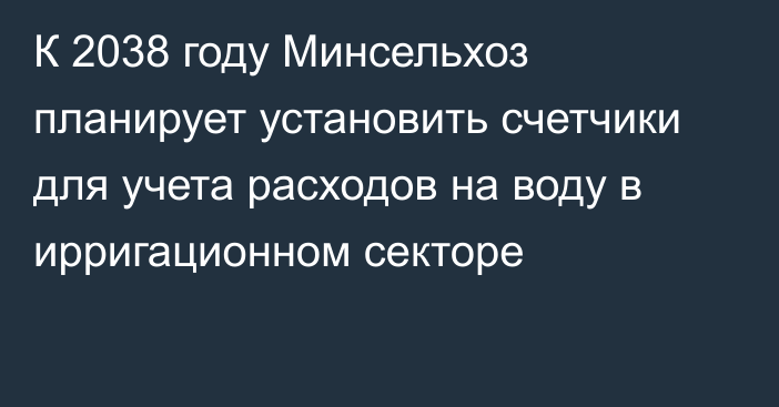 К 2038 году Минсельхоз планирует установить счетчики для учета расходов на воду в ирригационном секторе