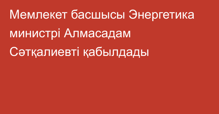 Мемлекет басшысы Энергетика министрі Алмасадам Сәтқалиевті қабылдады